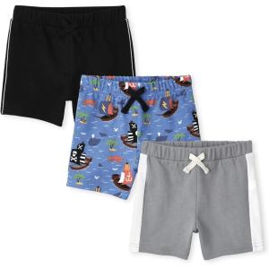 imageThe Childrens Place Baby Girls and Toddler Tie Front Denim Pull On ShortsHgrey BlackPirates 3pack