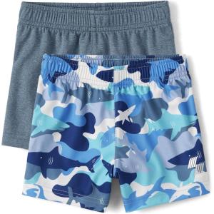 imageThe Childrens Place Baby Toddler Boys Athletic Basketball ShortsBlueShark 2pack
