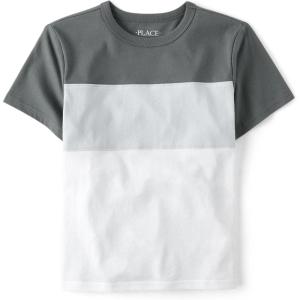 imageThe Childrens Place Boys Short Sleeve Crew Neck TShirtsBlack Ice Colorblock