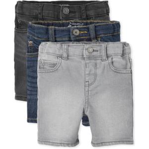 imageThe Childrens Place Boys and Toddler Denim ShortsStretch Light Wash 3pack