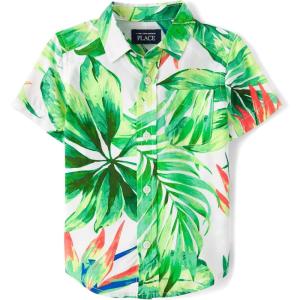 imageThe Childrens PlaceBaby Boysand Toddler Poplin Short Sleeve Button Down ShirtApplemint12 Months18 Months
