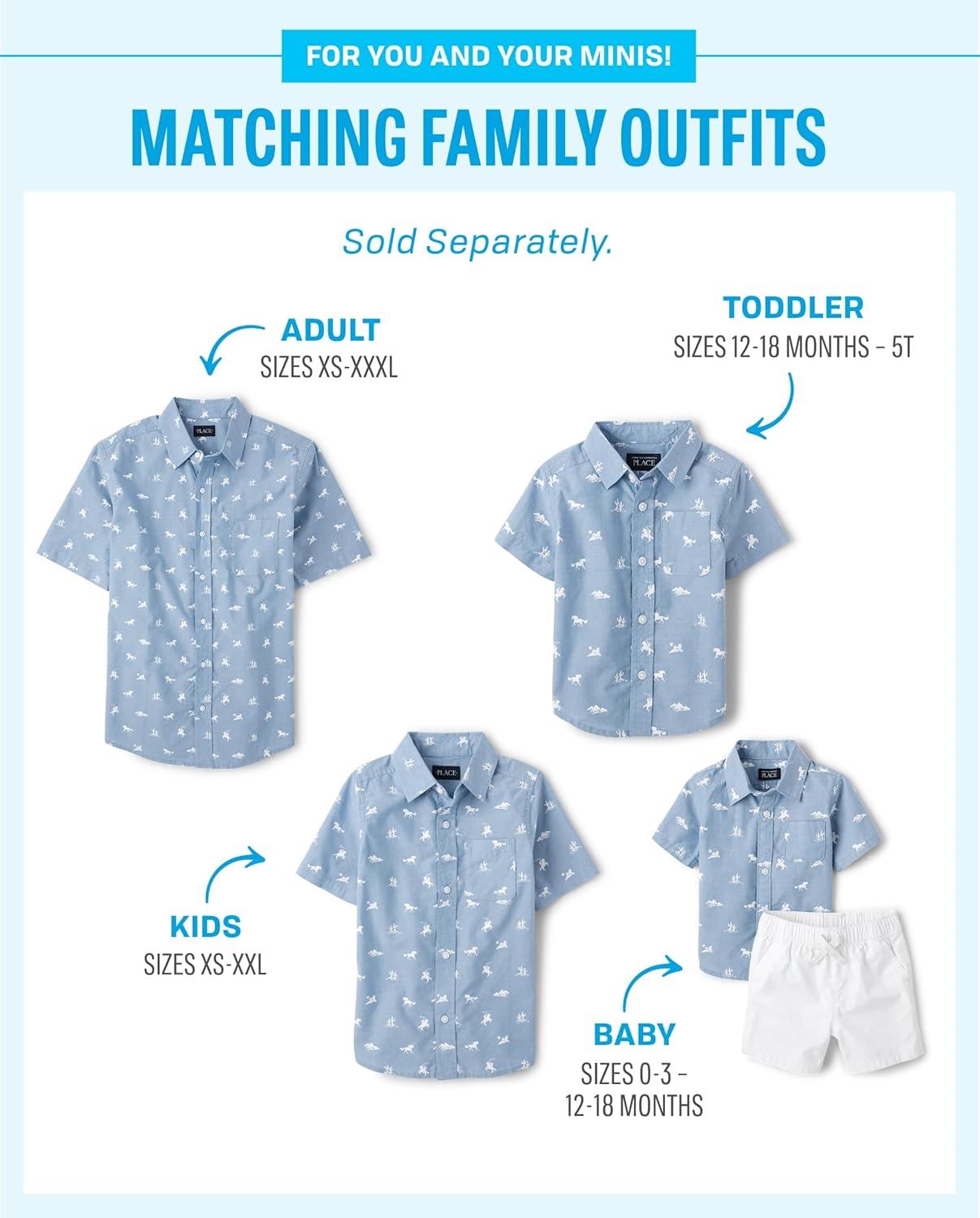 imageThe Childrens Place Boys and Toddler Short Sleeve Button Down ShirtBlue Riviera