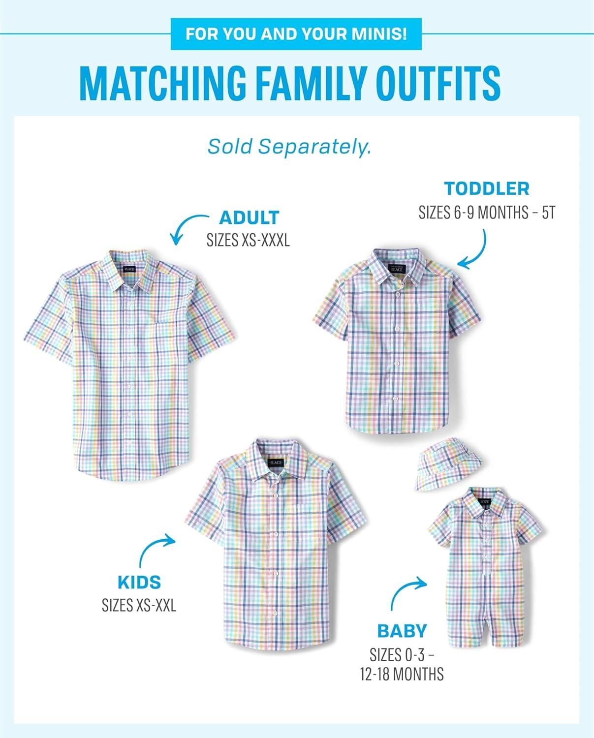 imageThe Childrens Place Boys and Toddler Short Sleeve Button Down ShirtMulti Color Plaid