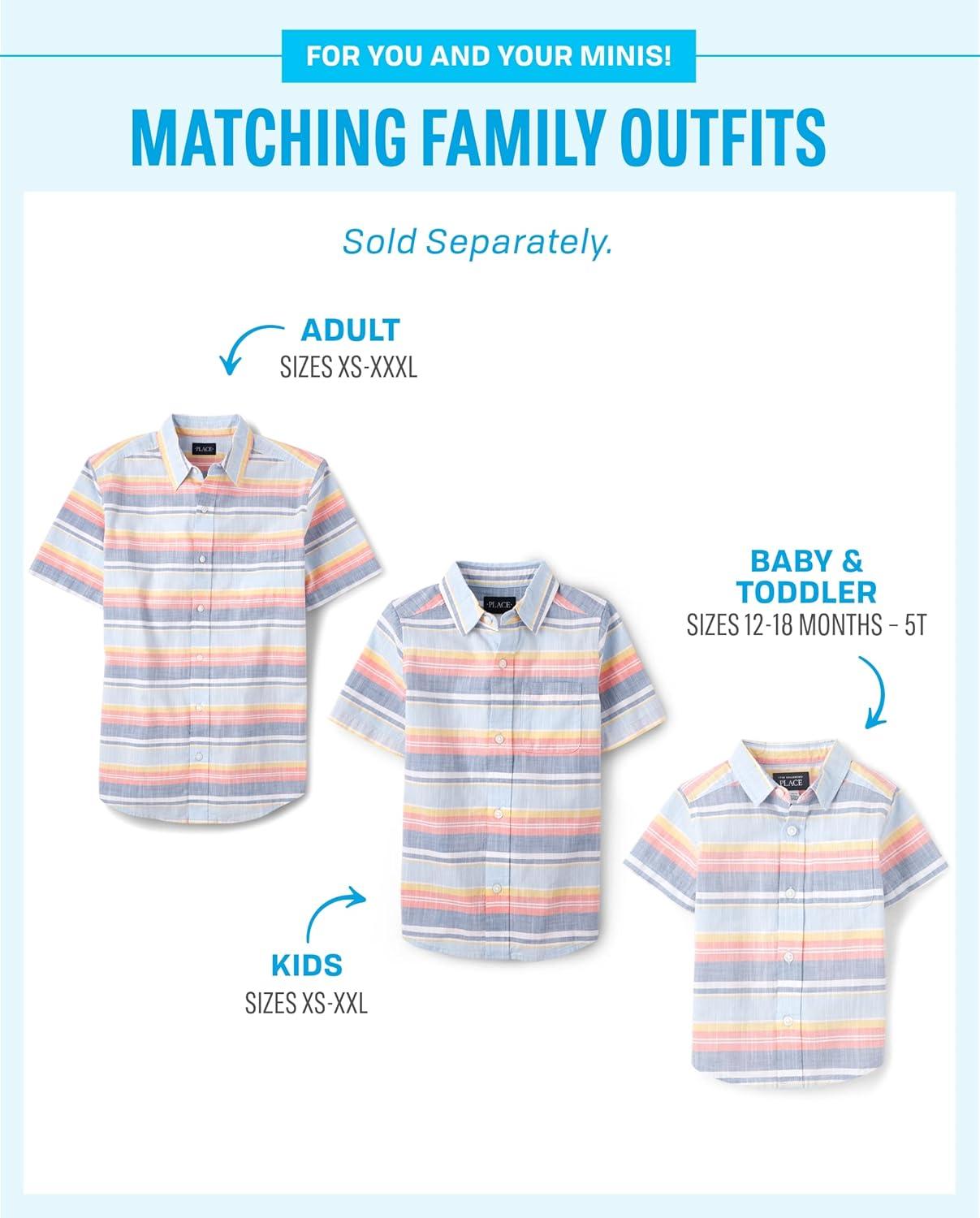 imageThe Childrens Place Boys and Toddler Short Sleeve Button Down ShirtWhirlwind Stripe