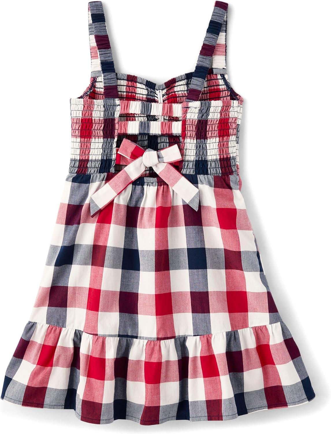 imageThe Childrens Place Girls Casual Sleeveless Tiered DressesAmericana Gingham