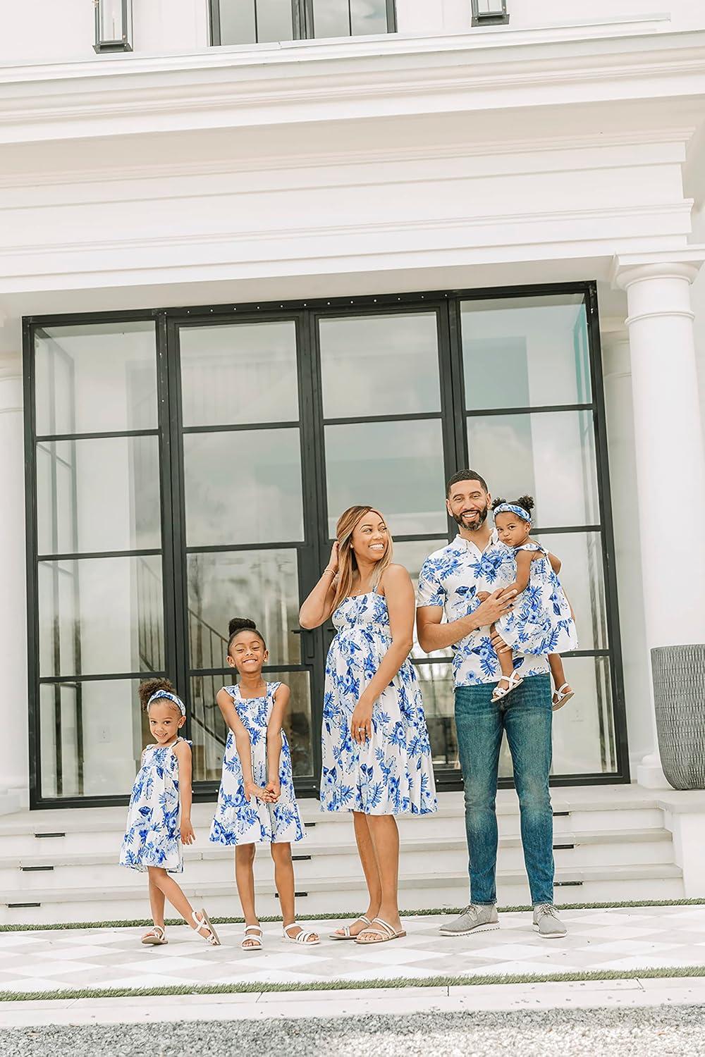 imageThe Childrens Place Girls Family Matching Dresses Mommy and Me Casual DressWhite Daisy Tropic