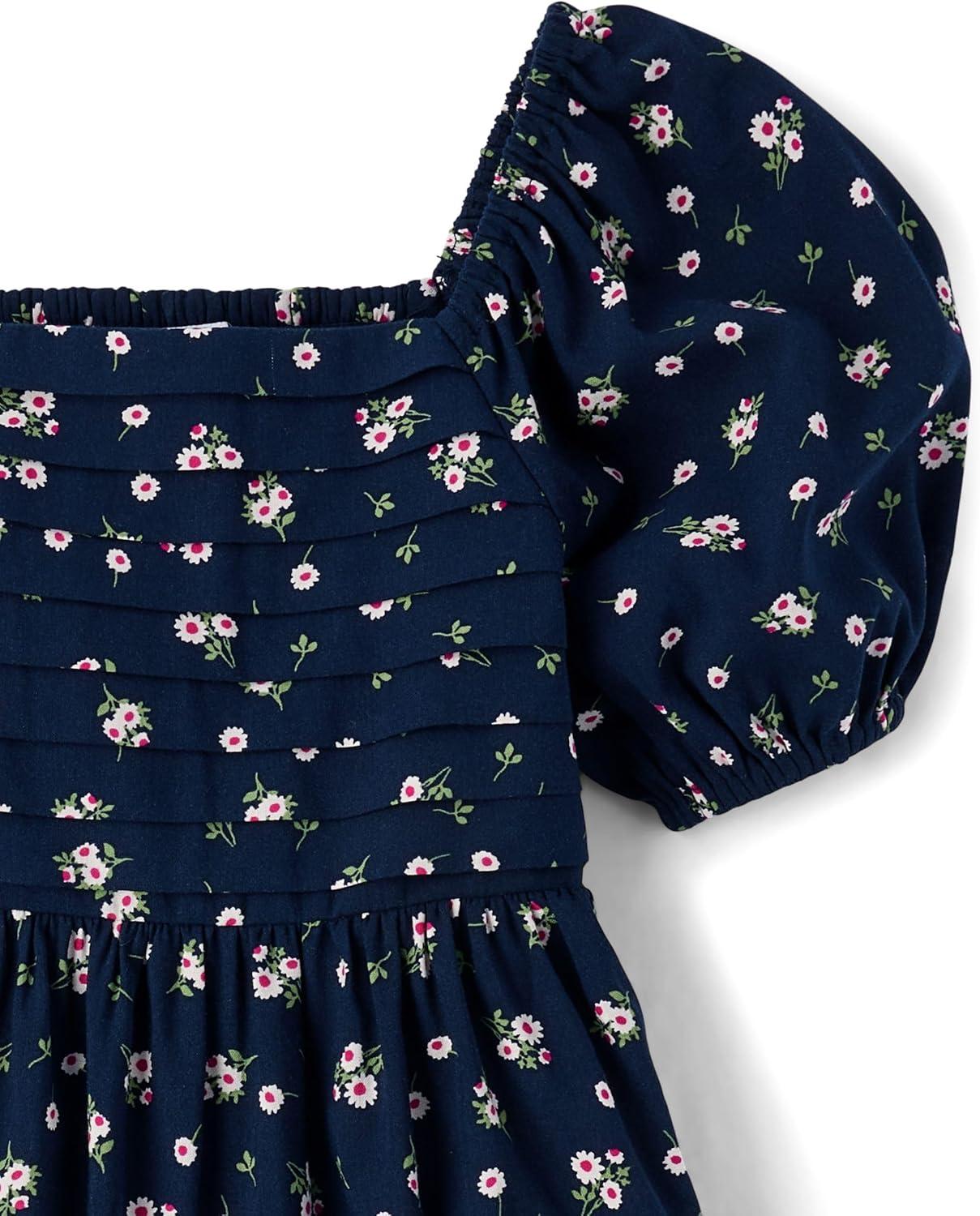 imageThe Childrens Place Girls Short Sleeve Casual Everyday DressesTidal Floral Pleated