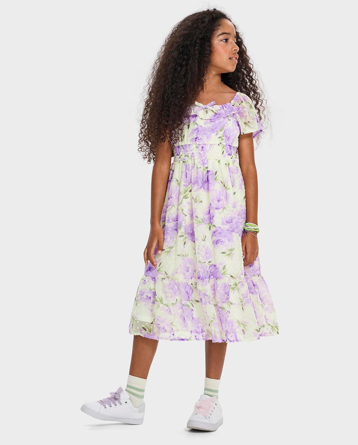 imageThe Childrens Place Girls Short Sleeve Dressy DressBunnys Tail Floral