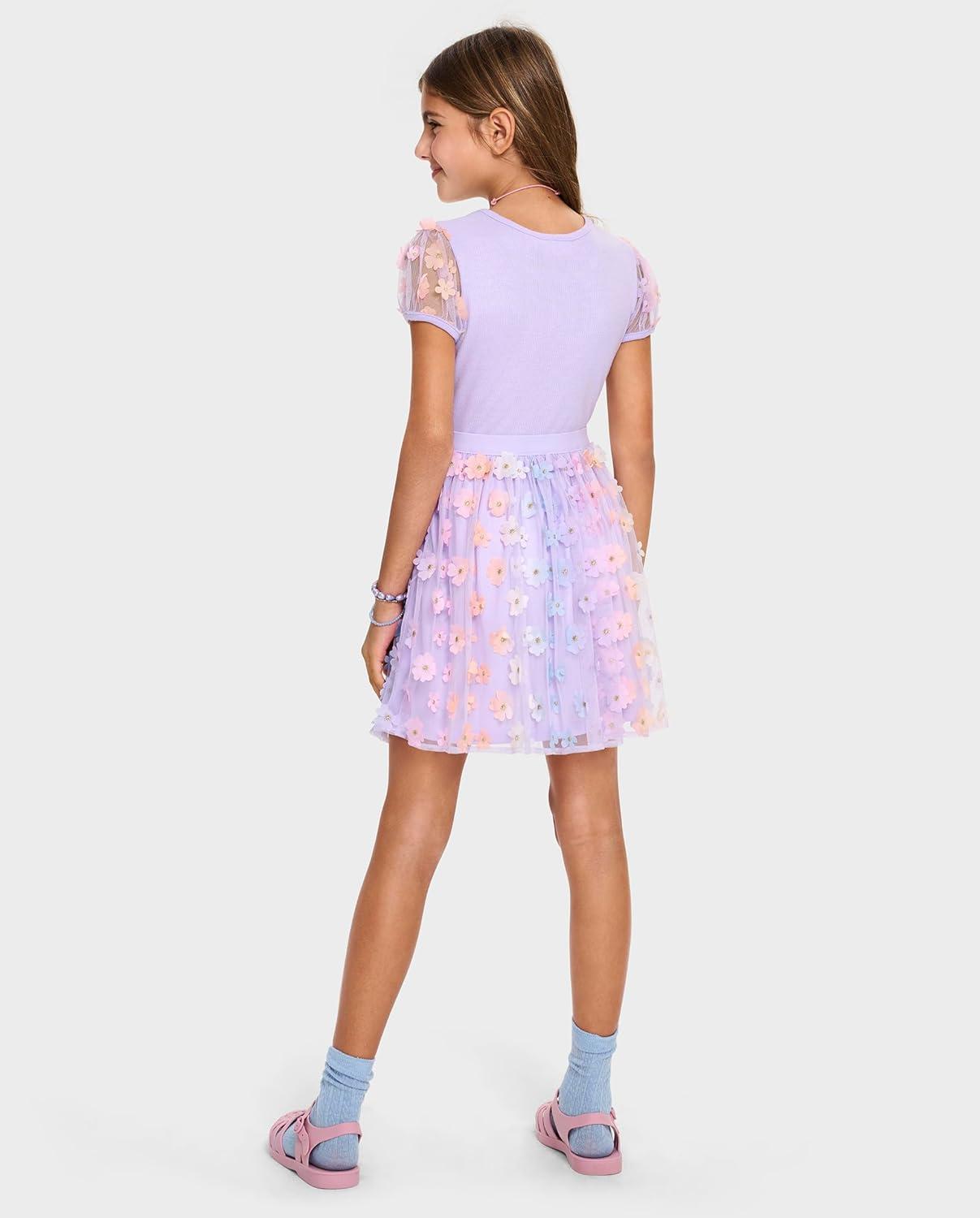 imageThe Childrens Place Girls Short Sleeve Dressy DressLoveable Flower Mesh
