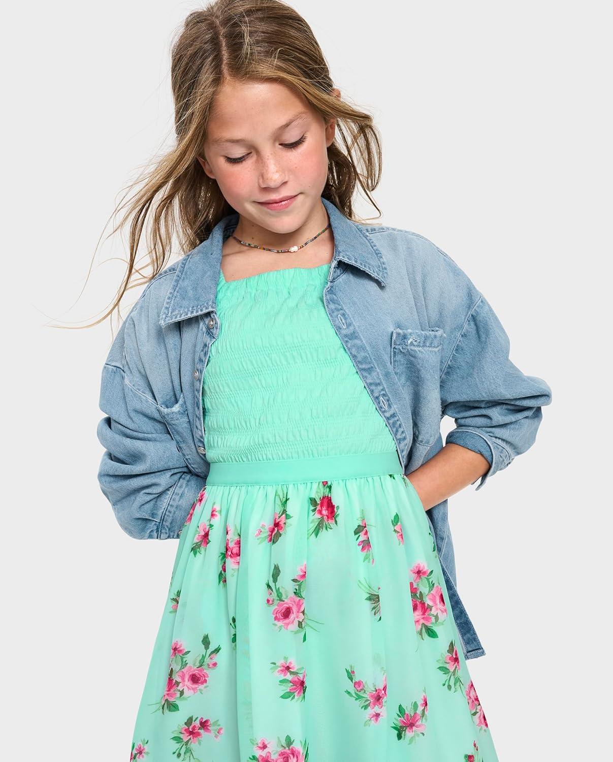 imageThe Childrens Place Girls Short Sleeve Dressy DressMin Tea Floral