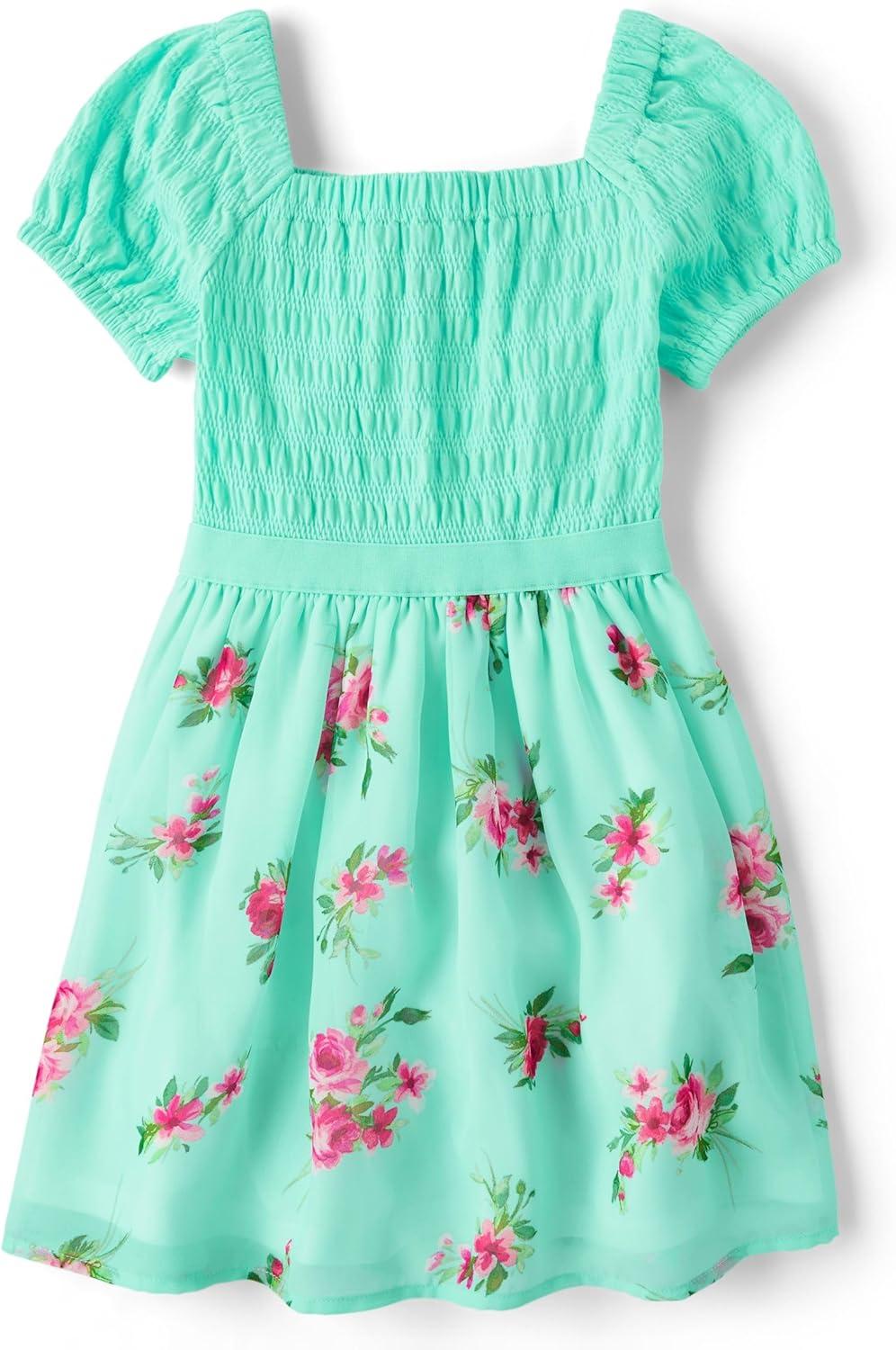 imageThe Childrens Place Girls Short Sleeve Dressy DressMin Tea Floral