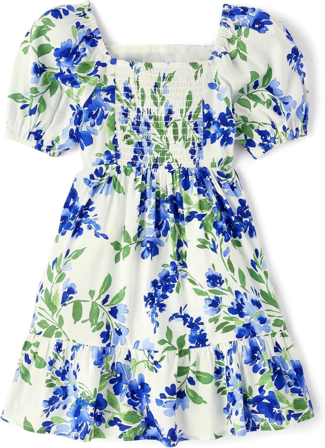 imageThe Childrens Place Girls Short Sleeve Dressy DressRenew Blue Floral