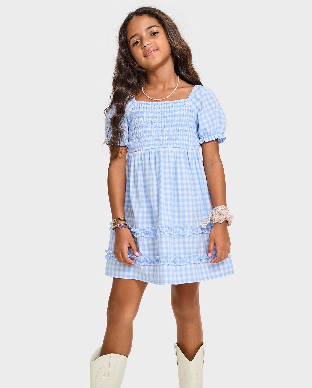 imageThe Childrens Place Girls Short Sleeve Smocked Summer DressesBreeze