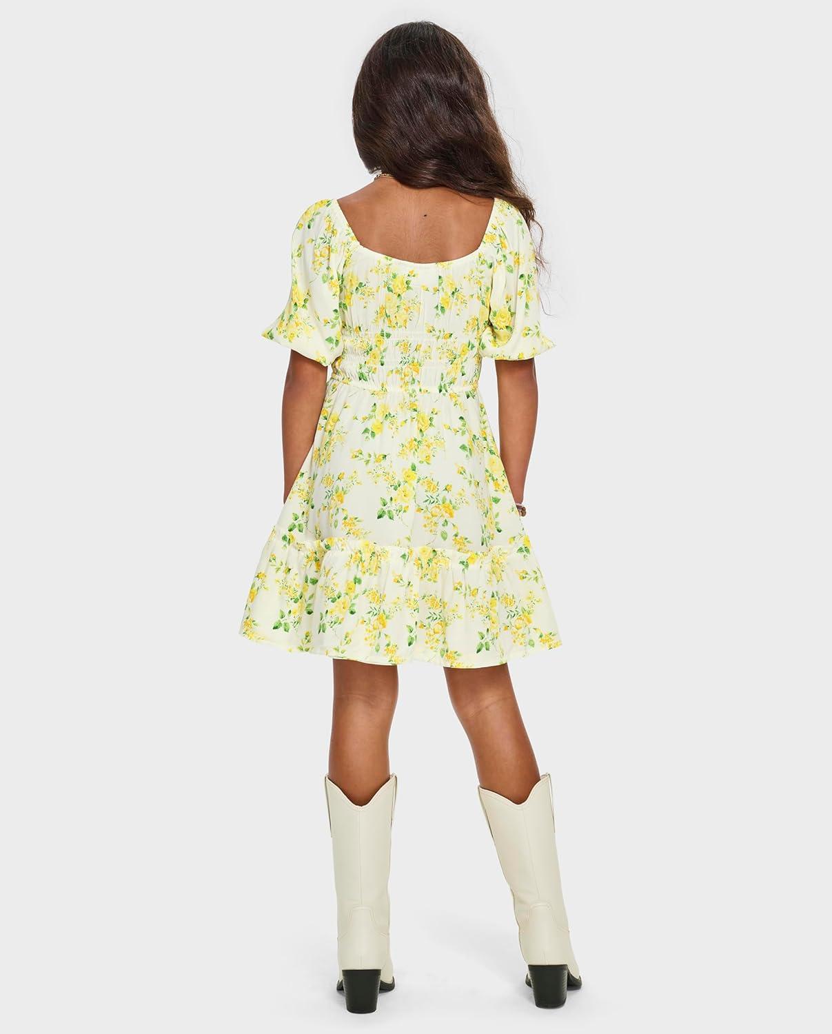 imageThe Childrens Place Girls Short Sleeve Smocked Summer DressesBunnys Tail Floral