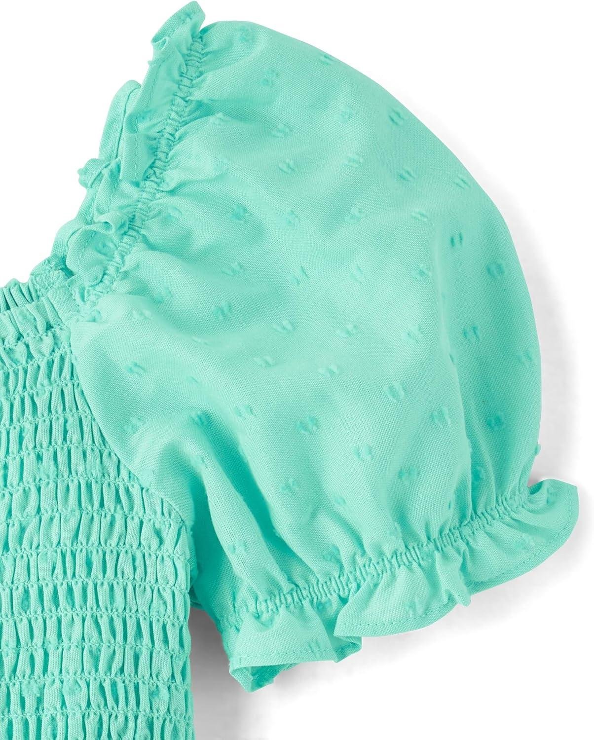 imageThe Childrens Place Girls Short Sleeve Smocked Summer DressesMint Tea