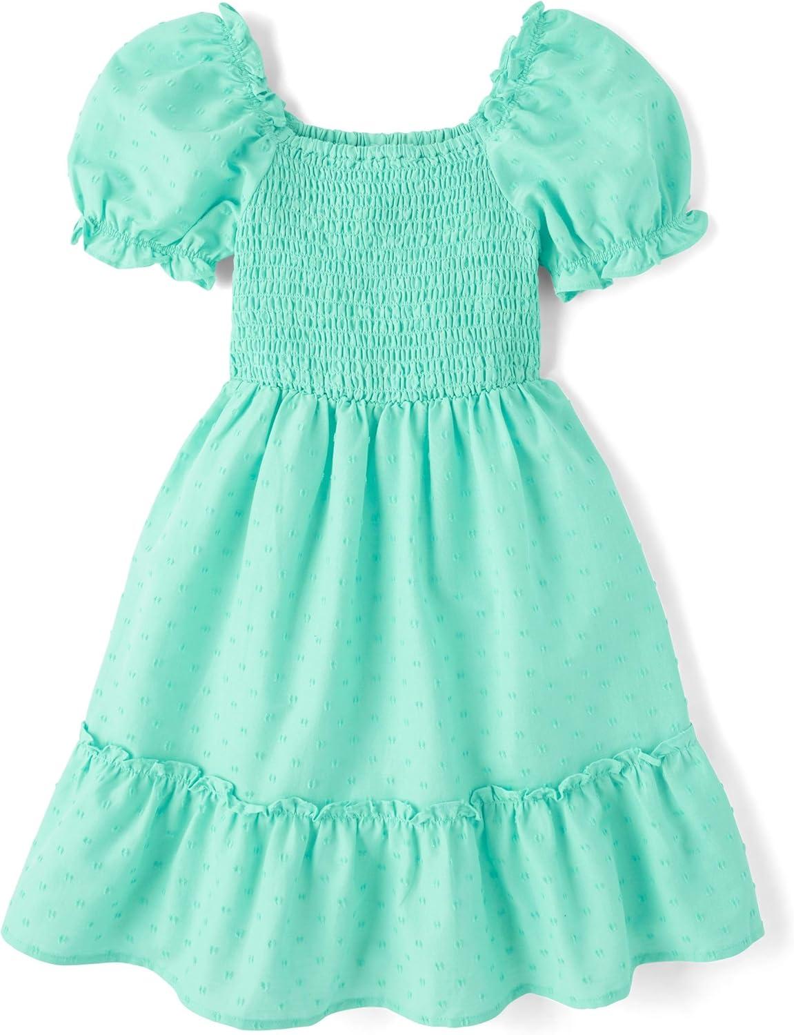 imageThe Childrens Place Girls Short Sleeve Smocked Summer DressesMint Tea