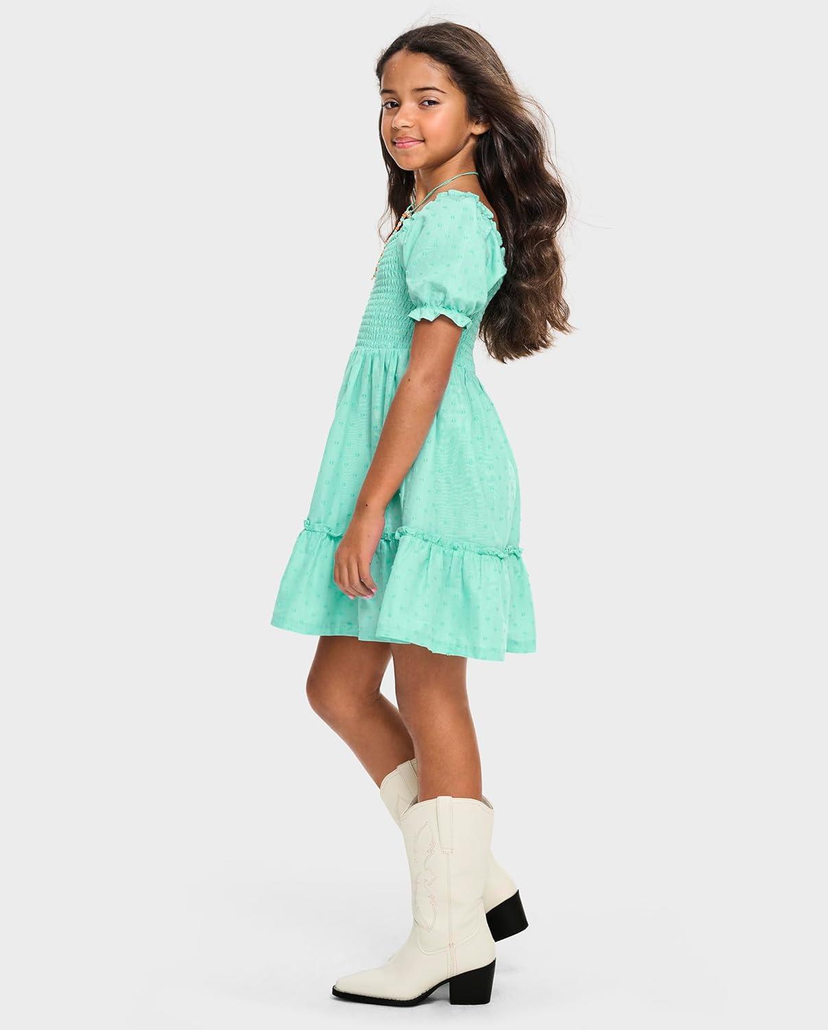 imageThe Childrens Place Girls Short Sleeve Smocked Summer DressesMint Tea