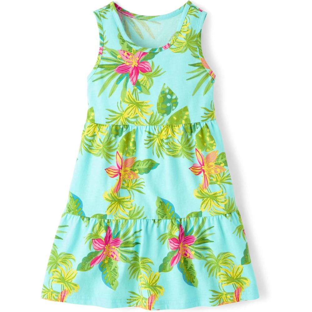 imageThe Childrens Place Girls Casual Sleeveless Tiered DressesSeagrove Floral