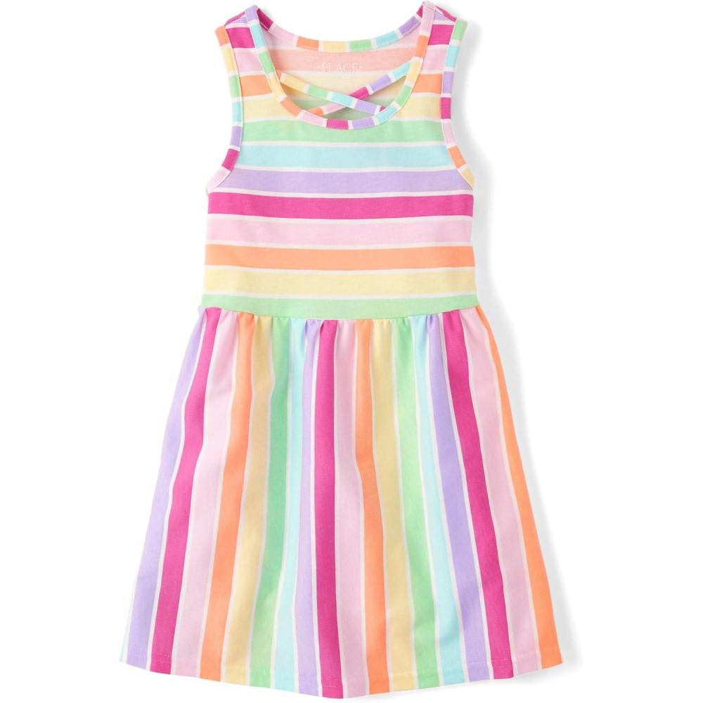 imageThe Childrens Place Girls Family Matching Dresses Mommy and Me Casual DressMulticolor Stripe