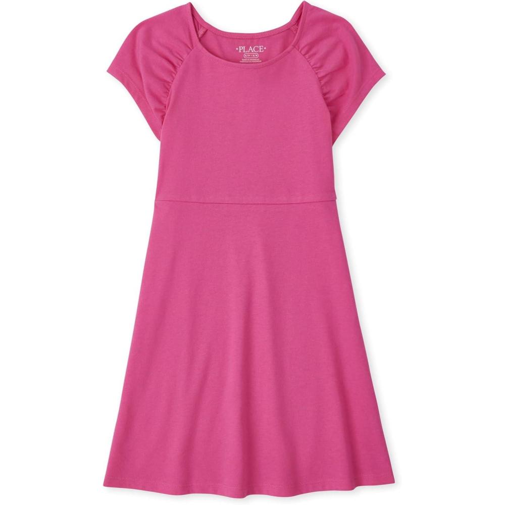 imageThe Childrens Place Girls Short Sleeve Casual Everyday DressesCaddy Pink