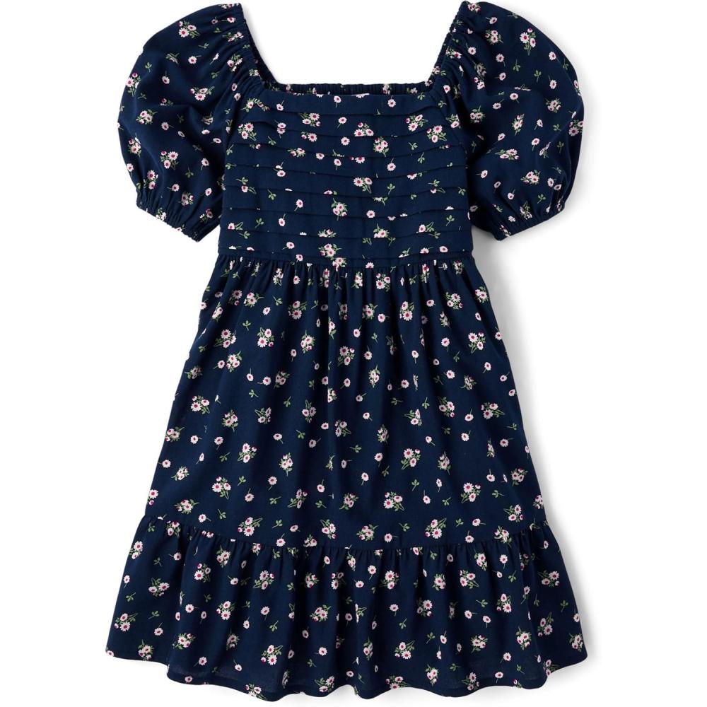 imageThe Childrens Place Girls Short Sleeve Casual Everyday DressesTidal Floral Pleated