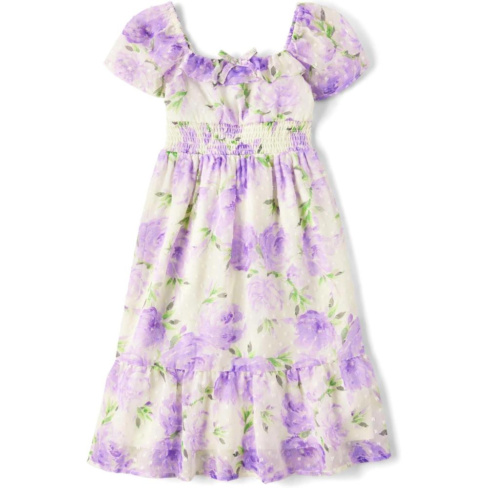 imageThe Childrens Place Girls Short Sleeve Dressy DressBunnys Tail Floral