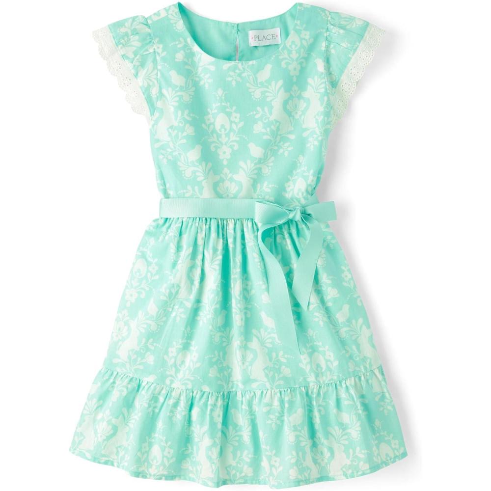 imageThe Childrens Place Girls Short Sleeve Dressy DressMint Tea