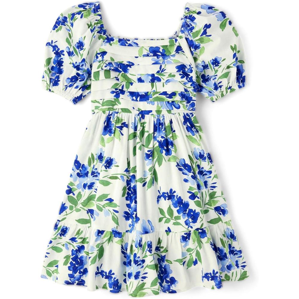 imageThe Childrens Place Girls Short Sleeve Dressy DressRenew Blue Floral