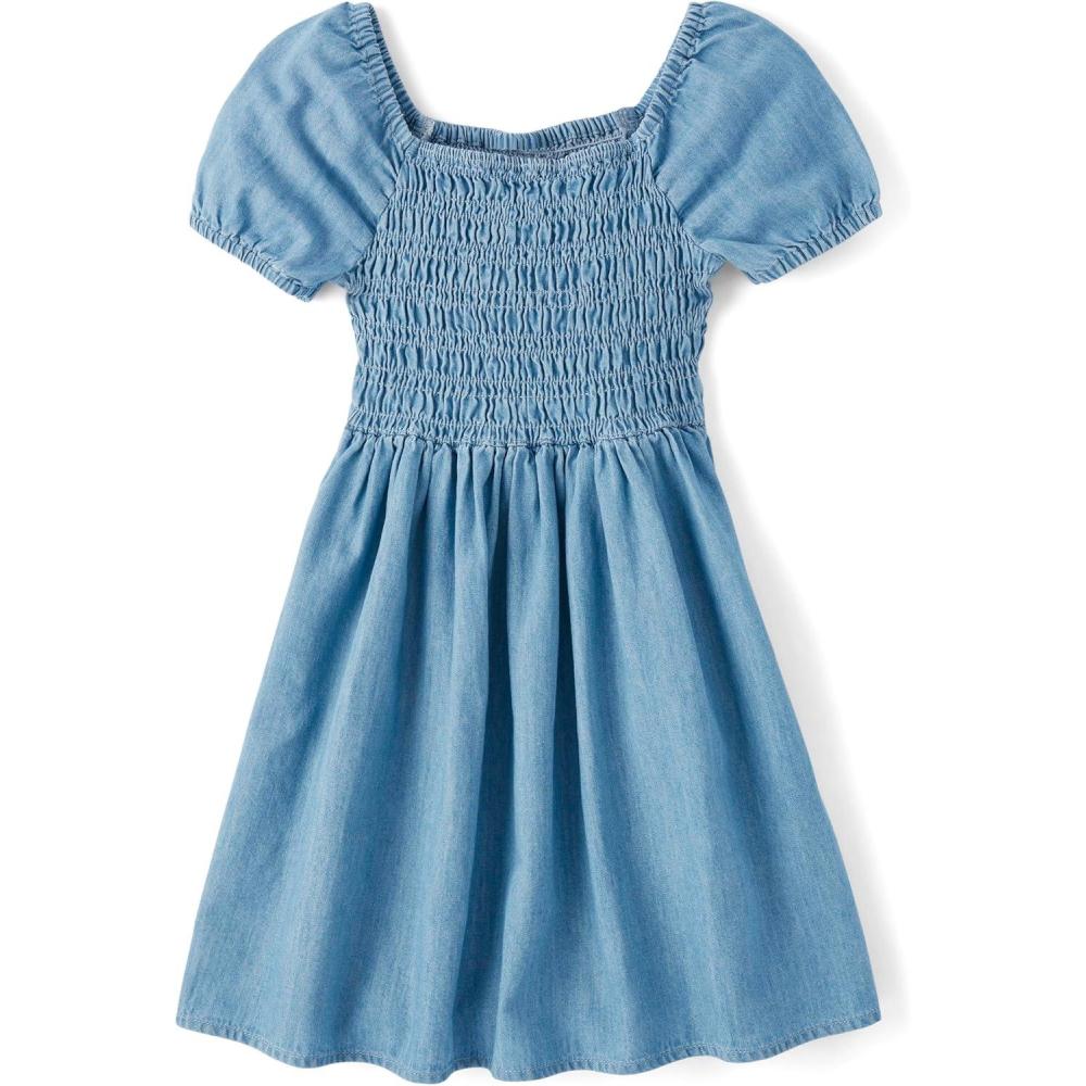imageThe Childrens Place Girls Short Sleeve Smocked Summer DressesCloudless Wash Smocked