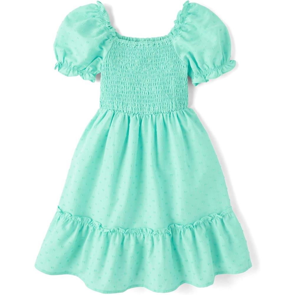 imageThe Childrens Place Girls Short Sleeve Smocked Summer DressesMint Tea