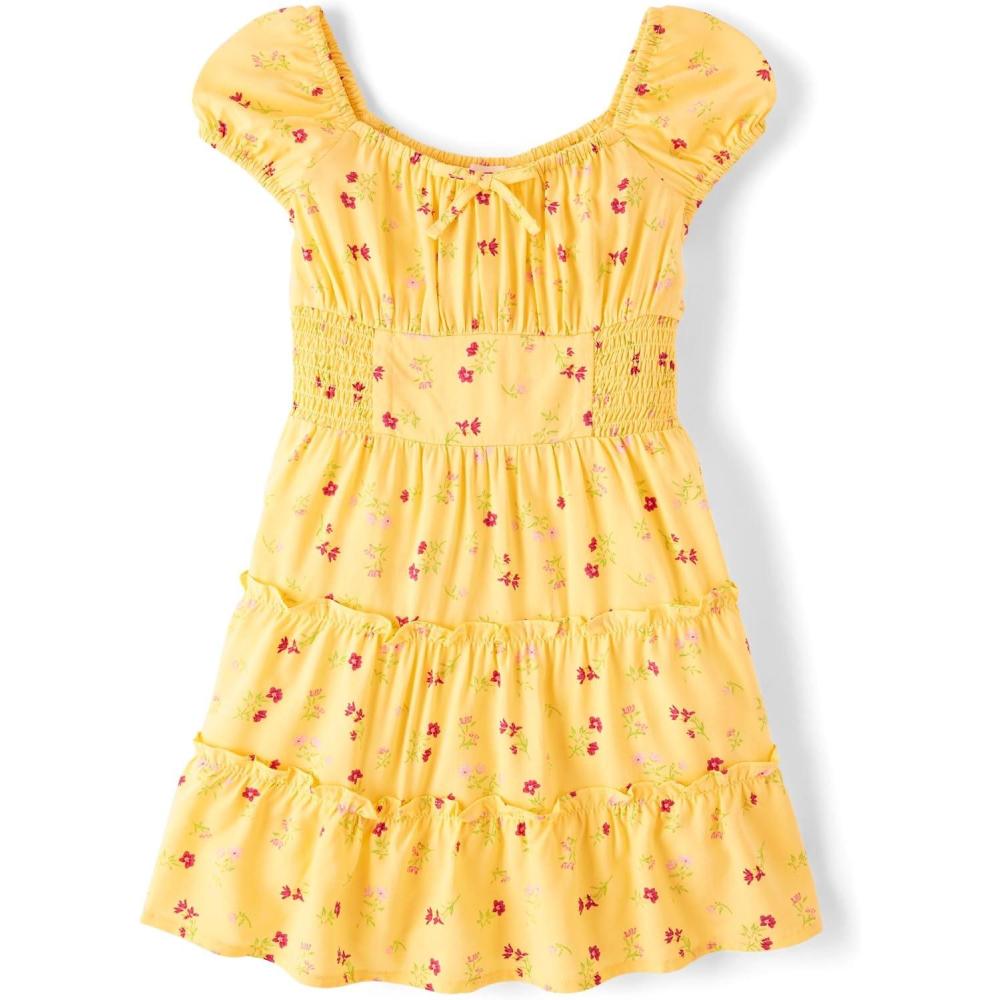 imageThe Childrens Place Girls Short Sleeve Smocked Summer DressesSun Valley