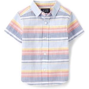 imageThe Childrens Place Boys and Toddler Short Sleeve Button Down ShirtWhirlwind Stripe
