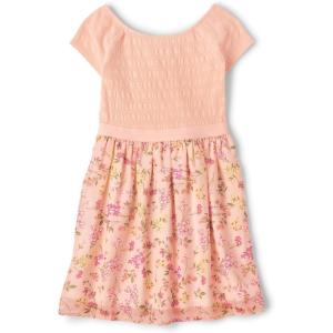 imageThe Childrens Place Girls Short Sleeve Casual Everyday DressesApricot Floral