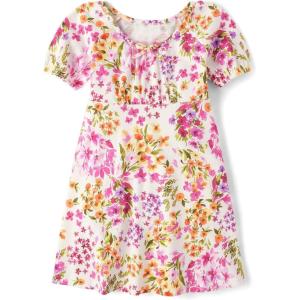 imageThe Childrens Place Girls Short Sleeve Casual Everyday DressesBunnys Tail Floral