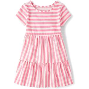 imageThe Childrens Place Girls Short Sleeve Casual Everyday DressesCosmos Stripe