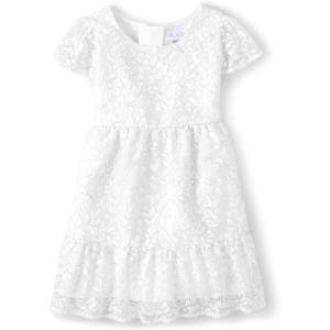 imageThe Childrens Place Girls Short Sleeve Casual Everyday DressesWhite Lace