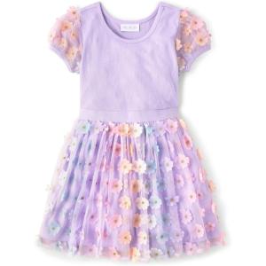 imageThe Childrens Place Girls Short Sleeve Dressy DressLoveable Flower Mesh