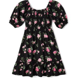 imageThe Childrens Place Girls Short Sleeve Smocked Summer DressesBlack Floral Smocked