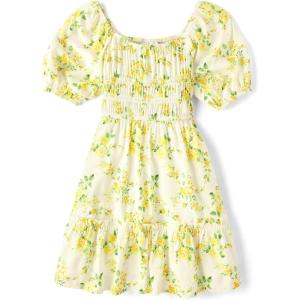 imageThe Childrens Place Girls Short Sleeve Smocked Summer DressesBunnys Tail Floral