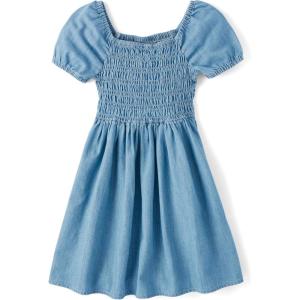imageThe Childrens Place Girls Short Sleeve Smocked Summer DressesCloudless Wash Smocked