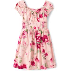 imageThe Childrens Place Girls Short Sleeve Smocked Summer DressesCrystal Pink Floral