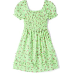 imageThe Childrens Place Girls Short Sleeve Smocked Summer DressesGreen Floral