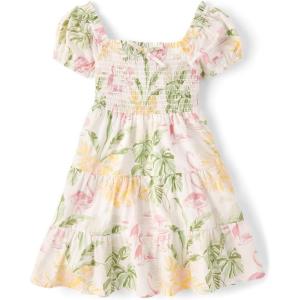 imageThe Childrens Place Girls Short Sleeve Smocked Summer DressesSimply White Floral