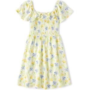 imageThe Childrens Place Girls Short Sleeve Smocked Summer DressesWildflower White Flutter Sleeve