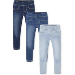 imageThe ChildrenS Place Girls Stretch Pull On Denim JeggingsAzure Blue Wash Glacier Wash Willow Wash 3pack