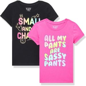 imageThe Childrens Place Baby Girls and Toddler Assorted Everyday Short Sleeve Graphic TShirts MultipackTigerIguanaShark 3pack