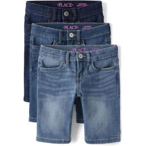 imageThe Childrens Place Girls Denim Skimmer ShortsDark Wash 3pack