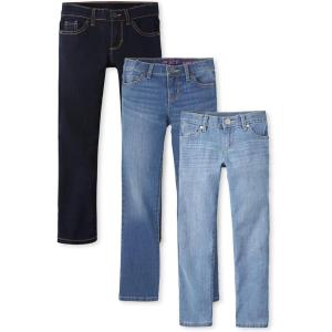 imageThe Childrens Place Girls Multipack Basic Skinny JeansBlueberry WashMedium Lara WashTrue Indigo Wash 3pack
