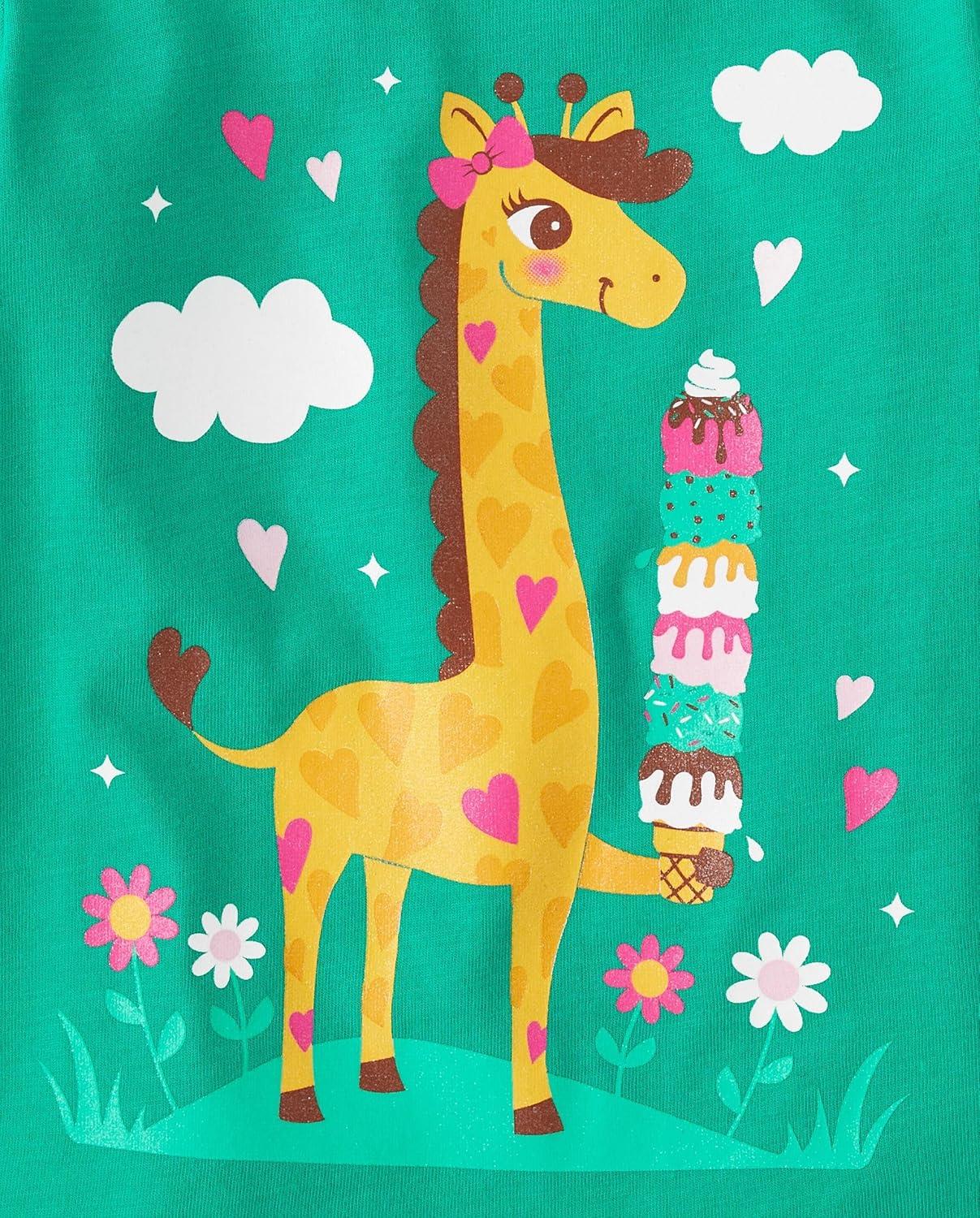 imageThe Childrens Place Toddler Girls Short Sleeve Multi Color Graphic TShirt 3 PackGiraffeUnicornGuitar 3pack
