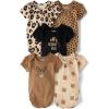 imageThe Childrens Place Baby Girls Short Sleeve Bodysuits MultipackLeopard 5pack